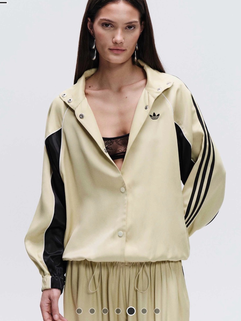 NWT adidas Originals × ASOS oversized funnel neck track top in buttermilk satin